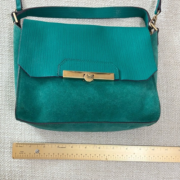 FURLA TEAL LEATHER & SUEDE SHOULDER/CROSSBODY FLAP BAG EUC - Picture 14 of 15